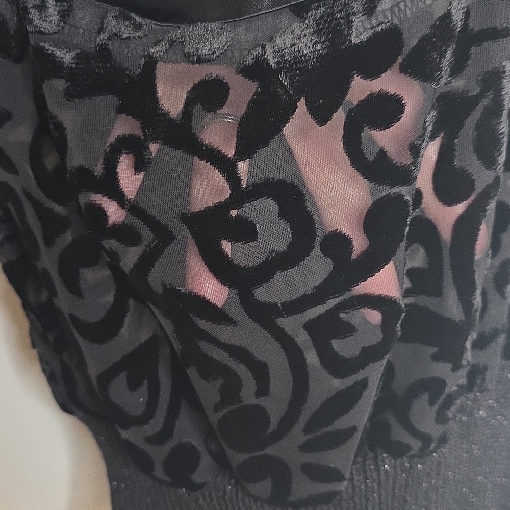 Audrey Ma Black Sheer 2 Piece Top Set Satin And Sheer Vintage 80s 90s - Picture 7 of 10